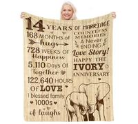 Ivory Gifts for 14th Anniversary Blanket, 14th Anniversary Wedding Gifts for Husband Wife Couple, 14 Year Anniversary Romantic Gifts for Him Her, Happy Anniversary Decorations Presents for Women Men