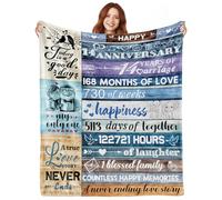 Ivory Gifts for 14th Anniversary Blanket, 14th Anniversary Wedding Gifts for Husband Wife Couple, 14 Year Anniversary Romantic Gifts for Him Her, Happy Anniversary Decorations Present for Women Men