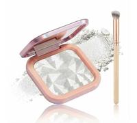 Ivory Glow Highlighter Powder with Brush - Silky Smooth Face Highlighter Makeup, Buildable Longwear Shimmer Powder for Radiant Luminous Shine, Multi-Functional Highlight Compact for Face & Cheeks