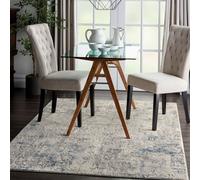 Ivory Grey Blue Modern Abstract Luxurious Jute Latex Backing Rug For Living Room Bedroom And Dining Room-160Cm (Circle)