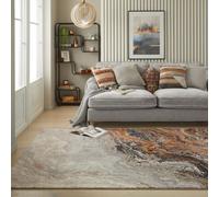Ivory Grey Taupe Abstract Jute Polyester Modern Living Room, Bedroom Rug - 120Cm X 170Cm