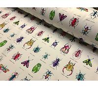 Ivory Insects Ladybird Dragonfly Butterfly Grasshopper Beetle Moth Bugs Fabric Cotton Material Curtain Home Decor for Curtains Upholstery Material - 140cm Wide (Sold by The Meter)