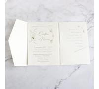 Ivory Invitations Card Holder with Envelop for Wedding Quince Invitations 20 Sets Pearl Paper (Ivory)
