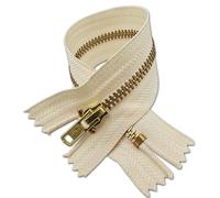 Ivory Jeans Zip 14cm | Closed-End Replacement Zipper for Trousers 5.5” | Golden Teeth, Single Slider Zip for Denim Repairs, Skirts, Pockets, Bags, DIY Sewing Projects