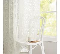 Ivory Lace Curtains 96 inches Long- Antique Country Lace Sheer Curtains Boho Style Paisley Floral Window Panel for Old Home Set of 2, 52 W x 96 L Ivory