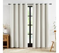 Ivory Linen Blackout Curtains for Living Room Bedroom, Thermal Insulated Energy Saving Window Panels Farmhouse Burlap Texture Curtain Drapes for Guest Room, Grommet Top 52"Wx 72"L, 2pcs