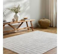 Ivory Modern Shaggy Rug, Striped Anti Slip Easy to Clean Rug The Rug Shop UK Ivory 200cm x 275cm
