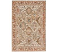 Ivory Multi Traditional Rug, 5mm Thick Anti-Shed Bordered Rug, Geometric Abstract Persian Rug For Bedroom-119Cm X 180Cm