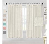 Ivory Natural Linen Sheer Curtains2 Panels SemiSheer Tab Top 52" W x 95" L Elegant Sunlight Filtering & Privacy for Living Room/Bedroom Stylish Home Décor