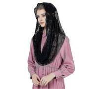 (Ivory, One size) Mantilla Veil Infinity Catholic Church Latin Mass Holy Communion Religious Ceremony Head Cover Formal Lace Scarf White Black V103 BAOPENG