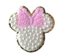 Ivory Pearl & White Letter Varsity Initial Patches, 3M Adhesive Sticker Iron On, 2.25" Height (Minnie Small)