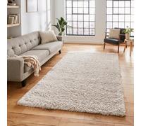 Ivory Plain Modern Shaggy Easy To Clean Rug For Dining Room-120Cm X 170Cm