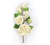 Ivory Rose Flower Anniversary Wedding Cake Spray Sugar Paste Topper