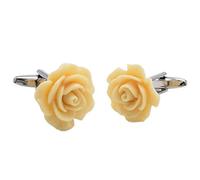 Ivory Rose Flower Design Cufflinks Presented in a Box