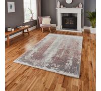 Think Rugs Brooklyn 8595 Hand Carved Runner, Ivory/Rose, 60 x 230 Cm