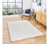 Ivory Shaggy Plain Modern Easy To Clean Rug For Living Room And Bedroom-60Cm X 120Cm