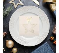 Ivory Small Sparkling Star Napkins for Elegant Table Settings - Pack of 20 Disposable 3-Fold Paper