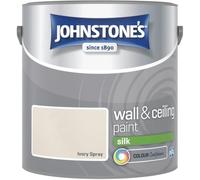 Ivory Spray Johnstone’s Wall & Ceiling Silk Paint 2.5L - Smooth Silk Finish, Excellent Coverage, Quick Dry, Low Odour Interior Paint for Walls & Ceilings