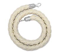 Ivory Stanchion Rope with Silver Plated Hook, Rope Safety Barrier for Crowd Control, Event Entrances, Queue Barrier, Grand Openings, Wedding, Movie Theaters, Hotels, Part(Size:2 m / 6.56 ft)