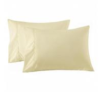 Ivory Standard Pillowcases Set of 2 100% Egyptian Cotton 1000 TC Pillow Cases with Long Staple Cotton & Sateen Weave, Silky Soft Hotel - Like Bed Pillow Covers for Comfy Sleeping, Snug Fit