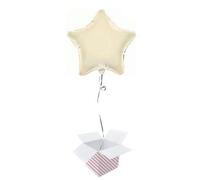 Ivory Star Foil Helium Balloon - Inflated Balloon in a Box