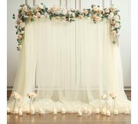 Ivory Tulle Backdrop Curtain for Wedding Parties 10ft x 8ft Sheer Backdrop Curtains for Bridal Shower Birthday Baby Shower Photo Shoot Background Decorations 2 Panels 5ft x 8ft