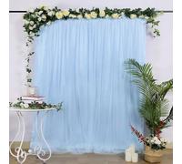 Ivory Tulle Backdrop Curtains 5ftx7ft Weddings Backdrop Drapes for Baby Shower Party Photo Wall Stage Ceremony Photography Background(Baby Blue)