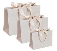 Ivory Vanilla Boutique Luxury Shop Gift Bags Events Bag With Ribbon Tie - 3 SIZES (8 Bags, Ivory Vanilla Small)
