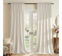 Ivory Velvet Curtains 84 inches for Living Room Luxury Room Darkening Curtain Cream White Elegant Bedroom Thermal Insulated Modern Heavy Thick Soft Soundproof Rod Pocket Window Drapes Set of 2 Panels