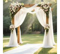 Ivory Wedding Arch Draping Fabric 28'' x 20FT Sheer Chiffon Drape Backdrop | 1 Panel Backdrop for Fall Wedding Bridal Shower Baby Shower Photo Tea Party Birthday Christening Outdoor Decor