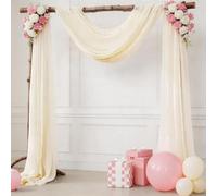 Ivory Wedding Arch Draping Fabric 29" X 20FT Chiffon Fabric Sheer Drapes for Wedding Arbor Engagement Ceremony Party Bridal Shower Swag Fabric Decoration | Ivory Tulle Fabric 1 Panel