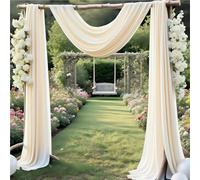 Ivory Wedding Arch Draping Fabric 29" X 20FT Chiffon Fabric Sheer Drapes for Wedding Arbor Engagement Ceremony Party Bridal Shower Swag Fabric Decoration | Ivory Tulle Fabric 1 Panel