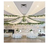 Ivory Wedding Ceiling Drapes 6 Panels 5ftx15ft Long Draping Fabric Chiffon Vaulted Ceiling Drapes with Rod Pocket for Tent Barn Danopy Decorations