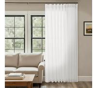 Ivory White Patio Sliding Door Curtains 100 Width 102 Inches Long Pinch Pleated Curtain Drape with Hooks Rings Light Filtering Semi Sheer Extra Wide 100x102 Drapes Panel for Living Dining Room Birch