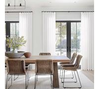 Ivory White Pinch Pleated 90 Inch Curtains for Living Room Cream Birch Linen Curtains 90 Inches Long Pinch Pleat Drapes Back Tab Boho Farmhouse Light Filtering Semi Sheer Drapes for Bedroom Office