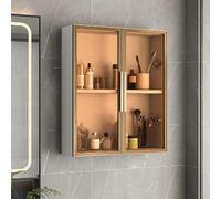 Ivory Wood Wall-Mounted Bathroom Cabinet with Mirror | Slim Side Storage Shelf | Stylish Door Cupboard for Toilet & Kitchen nization