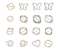 IvoryHaid 16PCS Silk Scarf Ring Clip T-shirt Tie Clips for Women Fashion Metal Round Circle Clip Buckle Clothing Ring Wrap Holder, S, Alloy Steel, No Gemstone