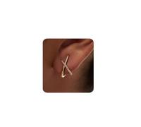 IvoryHaid Gold Earrings for Women,Trendy14K Gold Plated X Stud Earrings, Simple Minimalist Cubic Zirconia Diamond Gold Earrings,Trendy Hypoallergenic Jewelry Gifts for Daily Wear & Special Occasions