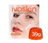 IVOSKIN Collagen Jelly Hydro-bomb Plump Mask, Hydrating 39 g x 4ea Real Collagen Mask, Firming and Moisturising for Glow Skin, Collagen Water Over 670,000 ppm