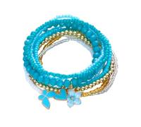IVSDCFVLK 9 Pcs/Set Butterfly Flower Heart Pendant Rice Beads Bracelets for Women Handmade Colorful Beaded Elastic Chains set