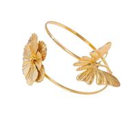 IVSDCFVLK Exaggerated Metal Butterfly Flower Arm Cuff Bracelets For Women Men Bohemia Textured Floral Leaf Open Armlet Bangle Body