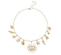 IVSDCFVLK Necklace Boho Starfish Seahorse Shell Charm Clavicle for Women Chic Sun Conch Fish Pendant Chain Party Fashion Jewelry Gift Jewellery Gifts
