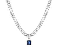 IVSDCFVLK Necklace Gifts for Men Hiphop Chunky Cuban Chain for Men Boys Words Square Stone Pendant Trendy Birthday Gift