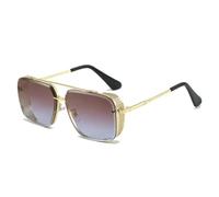 IVSDCFVLK Steampunk Double Bridge Square Sunglasses for Men Women, Metal Mesh Side Shield Gradient UV400 Retro Punk Fashion Sun Shades for Motorcycle Party Street