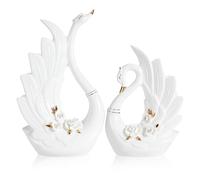 Ivskixe Home Decor Elegant Porcelain Swan Figurines with Floral Accents, White Decorative Sculptures,Table Decorations for Living Room Dining Room Office, Hand-Painted Flowers (White, Small)