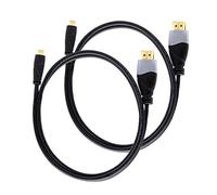 Ivuna Pack of 2 x 3m Micro (Type D) HDMI to HDMI High-Speed Cable with Ethernet (1.4a / 2.0 version) Gold Plated 3D Full HD 1080p 4k Connecting HD Devices using the new Micro HDMI connector