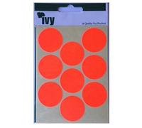 Ivy 29mm Fluorescent Red Self Adhesive Round Dot Spot Sticky Labels Circle Stickers (36 Stickers)