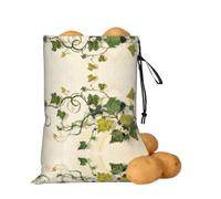 Ivy Botanical Print Produce Storage Bag-Breathable Sack for Potatoes Onions