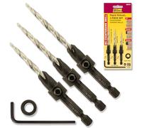 IVY Classic 09076 4 Piece Countersink Tapered Drill Bit Set for #6, #8 & #10 Screws, M2 HSS, 1/Card