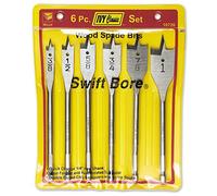 IVY Classic 10726 Swift Bore® 6-Piece Wood Spade Bit Set, High-Carbon Steel, Sturdy Vinyl Pouch